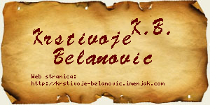 Krstivoje Belanović vizit kartica